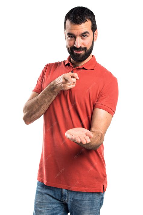 photo handsome man holding