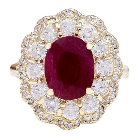 4.78 Carat Natural Ruby 18 Karat Solid Rose Gold Diamond Ring For Sale
