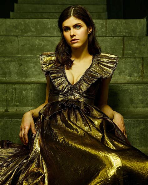 Download Alexandra Daddario Gown On Stairs Wallpaper | Wallpapers.com