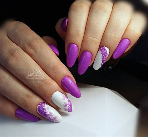 Nail art | Фиолетовый дизайн ногтей, Искусство маникюра, Закругленные ногти