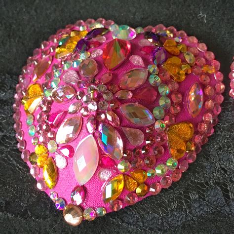 Hot Pink Heart Nipple Pasties Glitter Nipple Pasties Hot Pink Nipple
