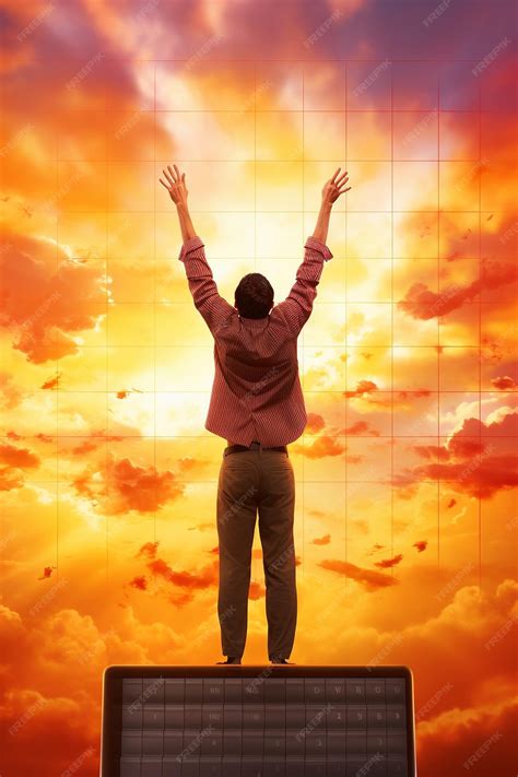 Premium AI Image | man raising his arms to the sky