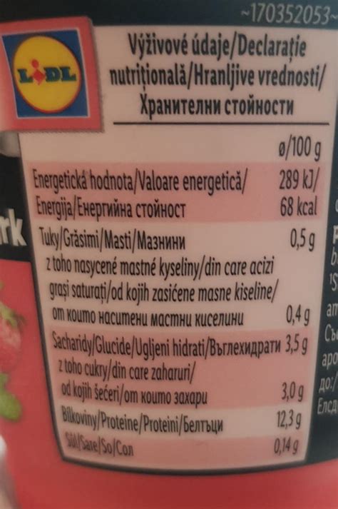 Творог 0.5% High Protein Strawberry Milbona - калорийность, пищевая ...