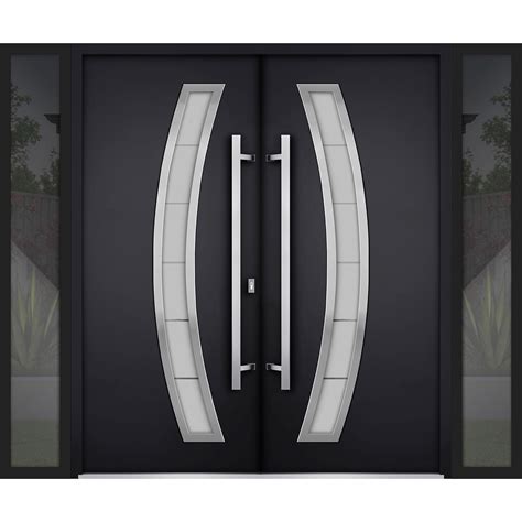 Front Exterior Prehung Steel Double Doors/Deux 6500 Black Enamel