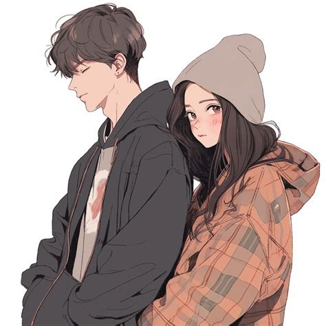 Premium AI Image | anime couple in winter clothes standing next to each ...