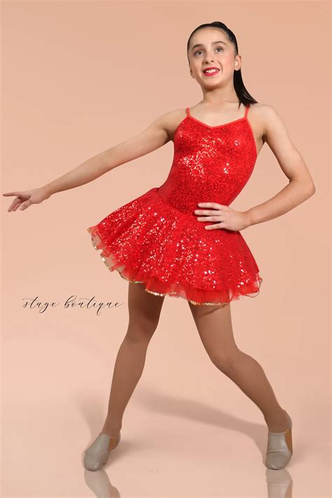 Kids Red Sequin Dance Ballet Tutu With Tulle Costumes Kids Dance Wear