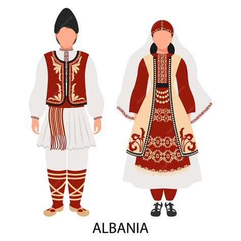 Premium Vector | Man and woman couple in albanian folk costumes culture