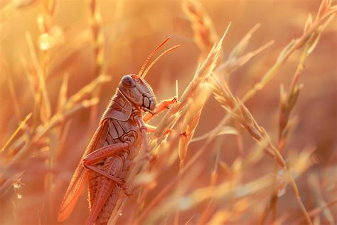 A Grasshopper is Standing in Tall Grass Background 48137861 Stock Photo