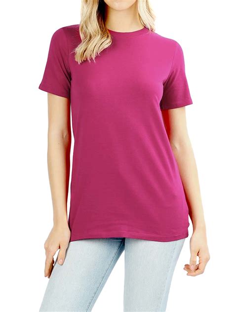 womens cotton crew neck short sleeve relaxed fit basic tee shirts