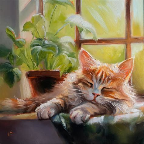 Cat Original Oil Painting – evesundown