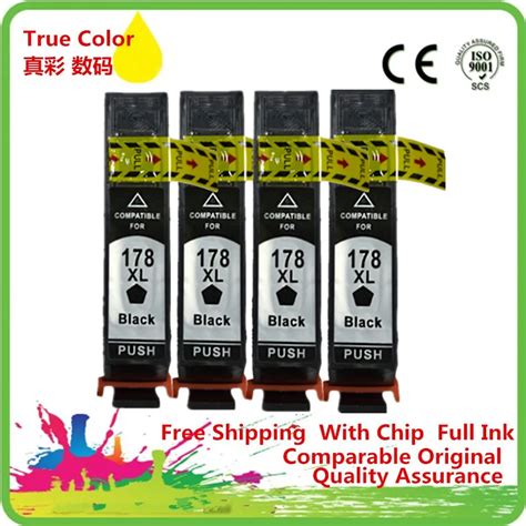 Replacement 4 Black 178 XL 178XL Ink Cartridges Replace For HP HP178XL ...