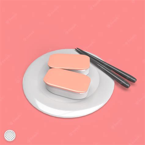 Premium PSD | Sushi on a plate 3d model rendering illustration