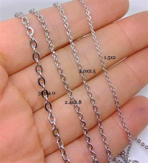 stainless steel flat cable chain oval link jewelry making  pick size