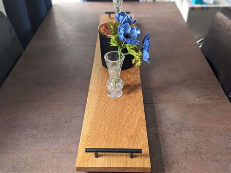 Large Solid Oak Table Centerpiece – Handmade and Customizable – Wood 'N