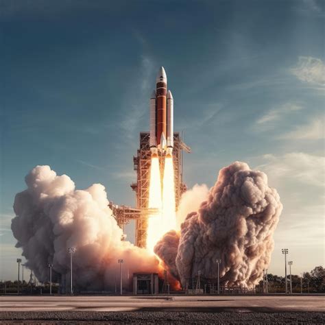 premium photo launch   large space rocket