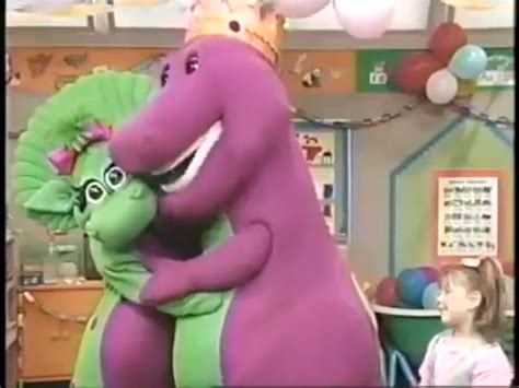 Barney & Baby Bop Hug On Barney’s First Birthday Episode | Barney the ...