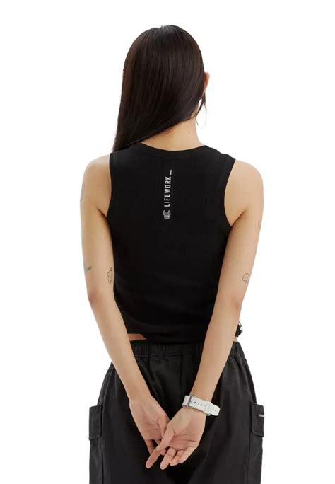 jual lifework basic ribbed sleevelesss top black original