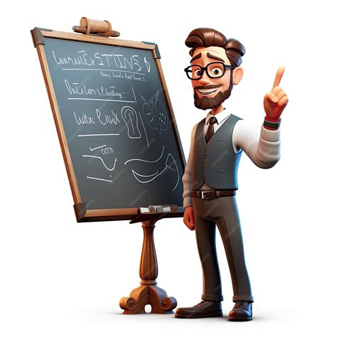 Premium Photo | 3d male teacher with blackboard in class