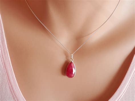 Ruby Necklace July Birthstone Necklace Genuine Ruby Pendant - Etsy