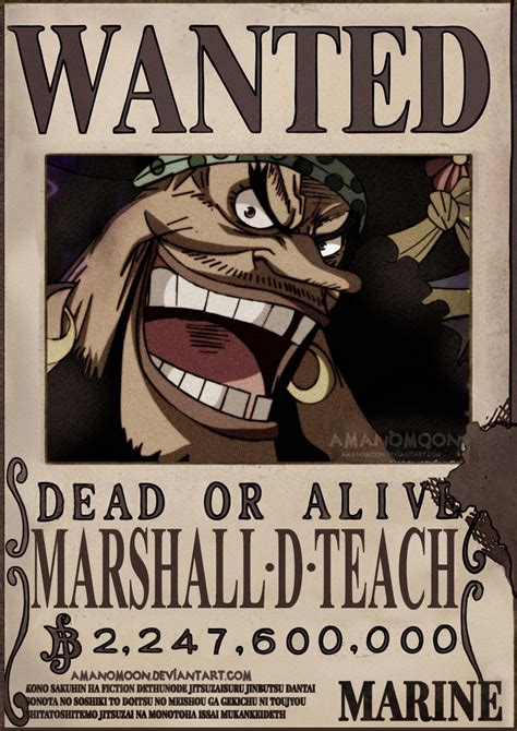 One Piece Chapter 957 Marshall D Teach Bounty by Amanomoon on DeviantArt