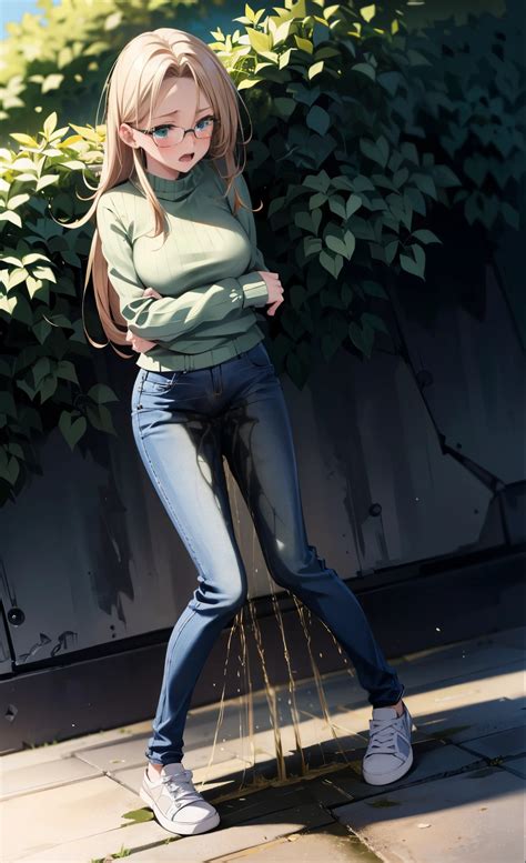 Gym girl. Upskirt shot of leggings. Wetting her leggings. Peeing