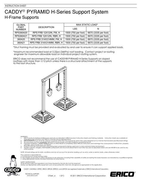 ERICO H-Series CADDY PYRAMID Support System User Manual | 3 pages ...