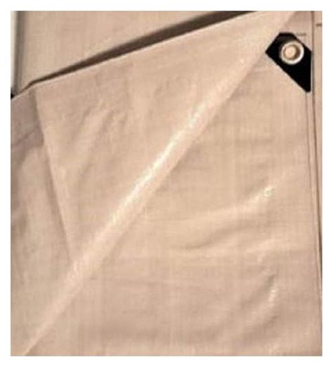 12 Mil Waterproof Tarp 8x8 ft Tan - Heavy Duty Poly Tarp with Grommets