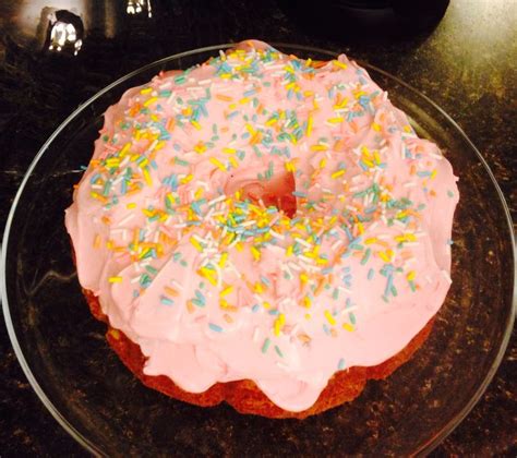 Strawberry Donut Cake with Sprinkles