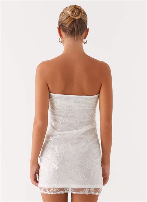 Moorey Beaded Mini Dress - White Silver – Peppermayo