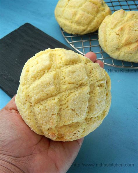 Melon Pan | Japanese Melon Bread Recipe - Nitha Kitchen