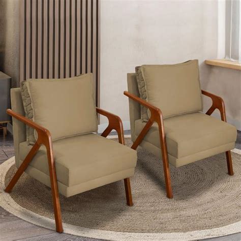 Cadeiras E Poltronas Para Sala - Kit 2 Poltronas Decorativas Para Sala Cadeira Reforçada Shine Madeira ...
