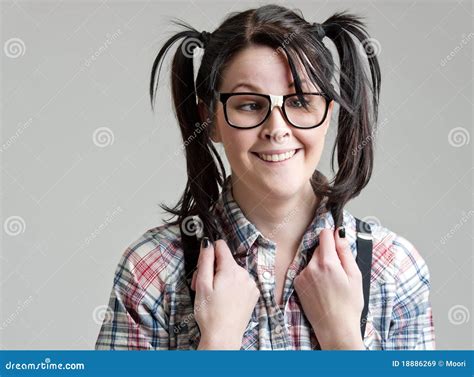 nerd girl stock image image  geek stereotype expressive
