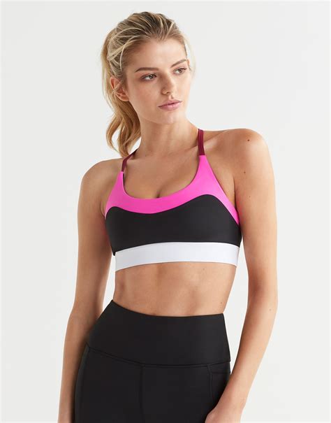LIMITLESS Sports Bra - Black/Pink/White – lilybod.com.au