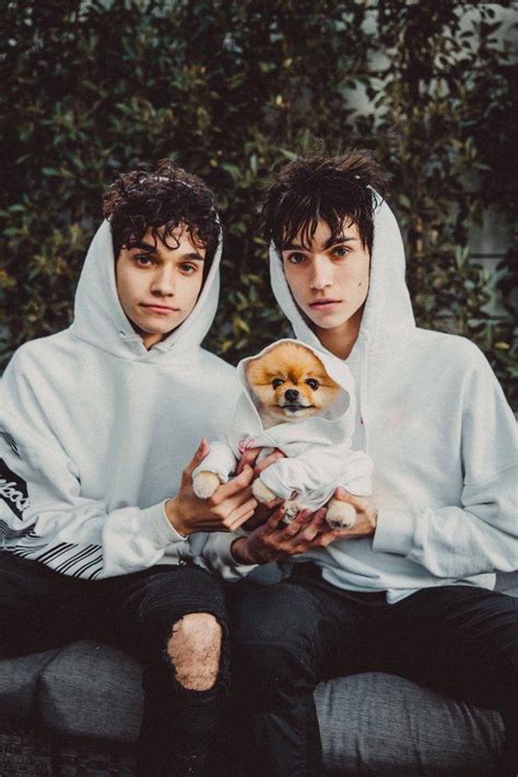 Download Dobre Brothers Twins With A Puppy Wallpaper | Wallpapers.com