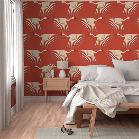 1920s Art Deco Wallpaper - Art Deco Cranes by Katerees - Roaring 20s