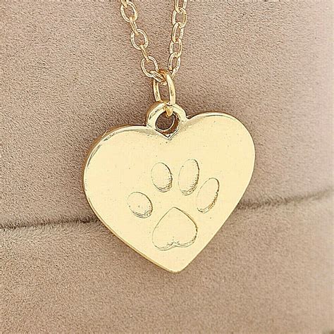 Paw Print Heart Pendant Necklace 14k Gold NEW - Necklaces & Pendants