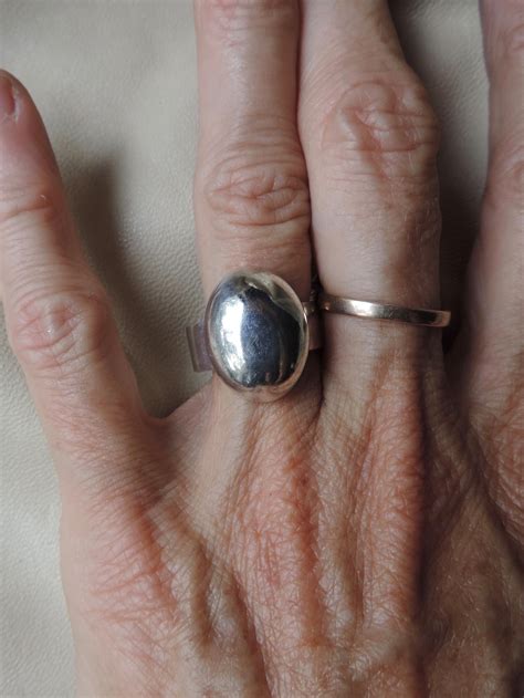 Vintage Sterling Silver Ring Wide Band Solid Oval Sterling - Etsy