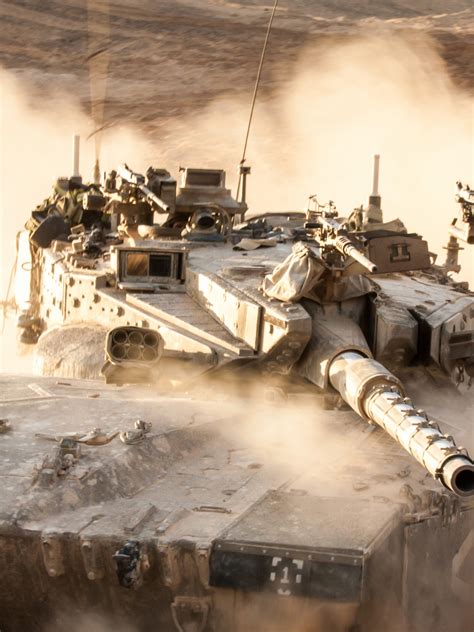 Download wallpaper dust, tank, combat, main, Merkava, Israel, "Merkava ...