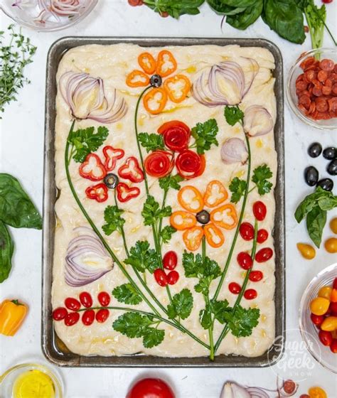 How To Make Focaccia Bread Art With Vegetables + Herbs – Sugar Geek Show