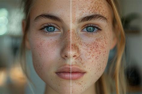 Premium Photo | Before and after acne treatment collage portrait of the ...