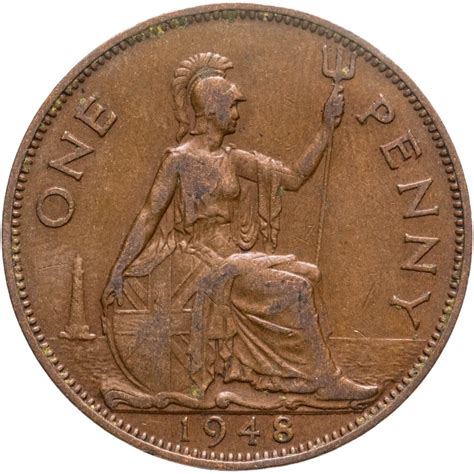 Монета Великобритания 1 пенни (penny) 1948 стоимостью 566 руб.