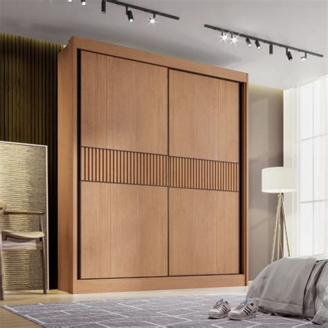 Guarda Roupa De Mdp É Bom - Guarda-roupa Mdf Ripado 2 Portas de Correr 3 Gavetas Milos | MadeiraMadeira