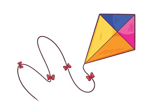 colorful cartoon outlined kite vector illustration  red bow tie