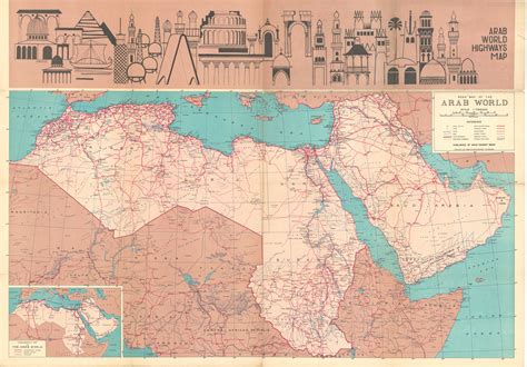 arab world highways map road map   arab world  rashdan