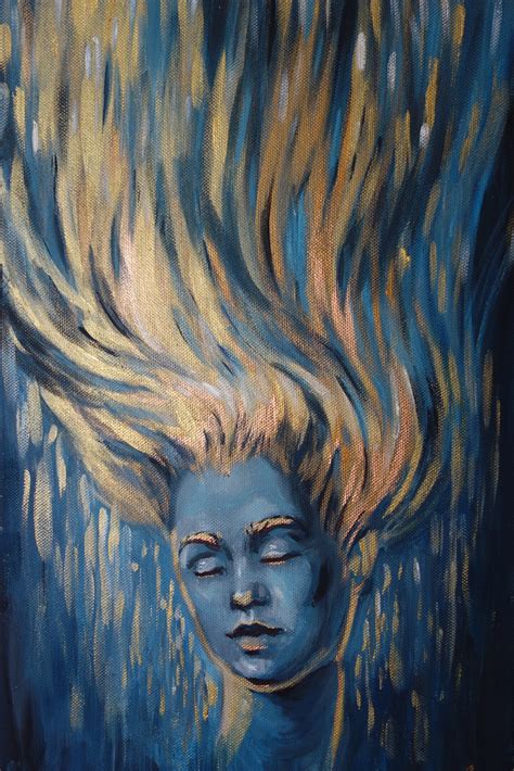 Stream-Girl Floating In Water, Immersed,, Painting by Nadezhda Zueva