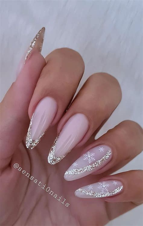 festive holiday nail designs ideas ombre glitter almond nails