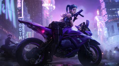 Cyberpunk, Girls, Motorcycle, Motorbike, Sci Fi 4k, HD Wallpaper | Rare