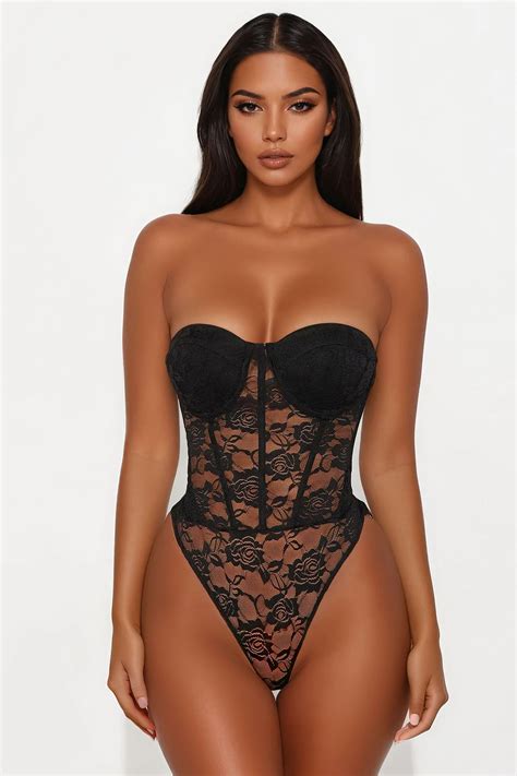 Genesis Lace Corset Bodysuit - Black | Fashion Nova