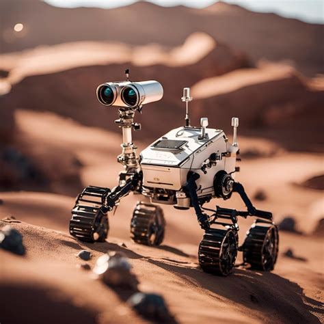 premium ai image robot explorer   surface   planet
