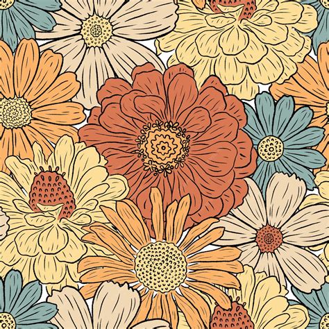 premium vector retro flower pattern hippie  floral vector repeat